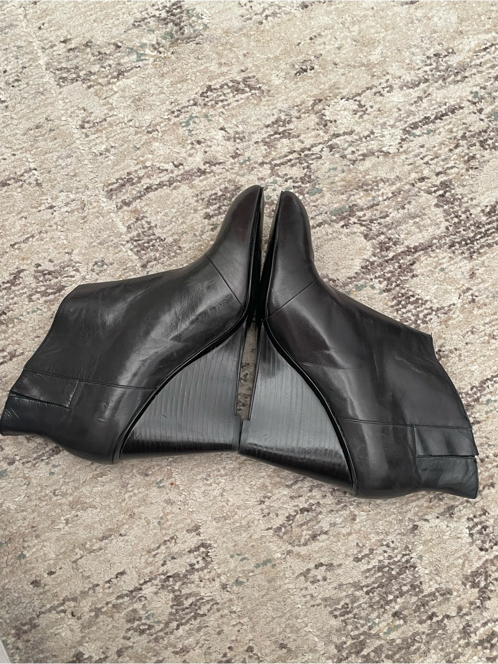 Nine West Black Leather Wedge Ankle Boots - Picture 3 of 9